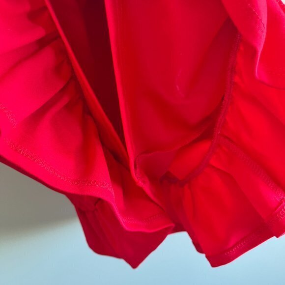 Lulus Sealed With a Kiss Red Bodycon Dress Size L  Ruffle Hem Strappy - Picture 5 of 9